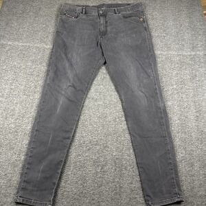 Diesel Jeans Mens 38x32 Black D-Amny Jogg Skinny Fit Stretch Denim Distressed